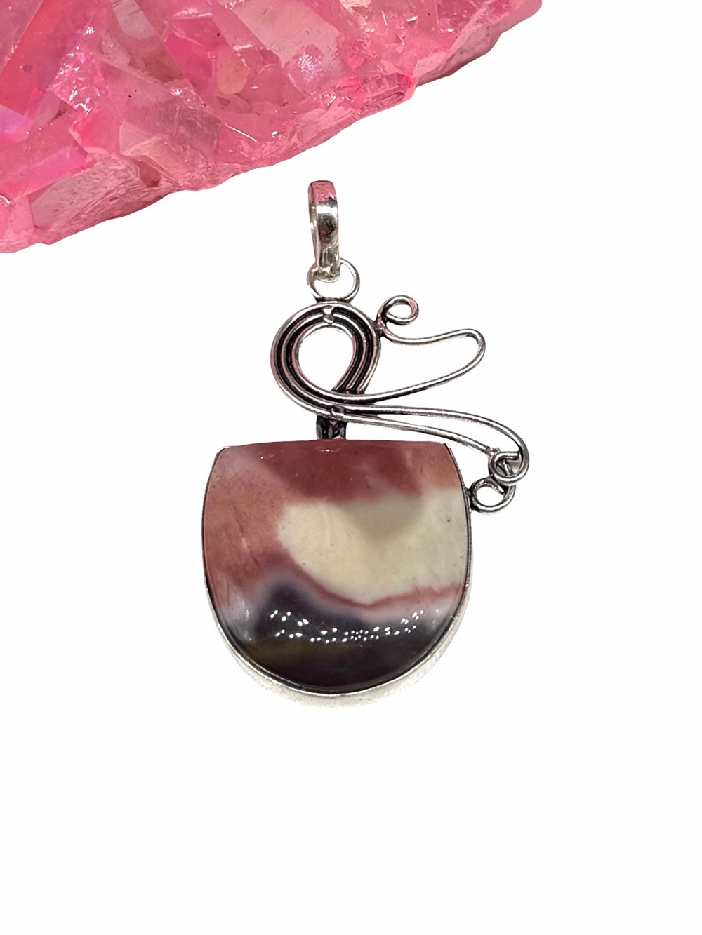 Mookaite Necklace Pendant 925 Sterling Silver Overlay
